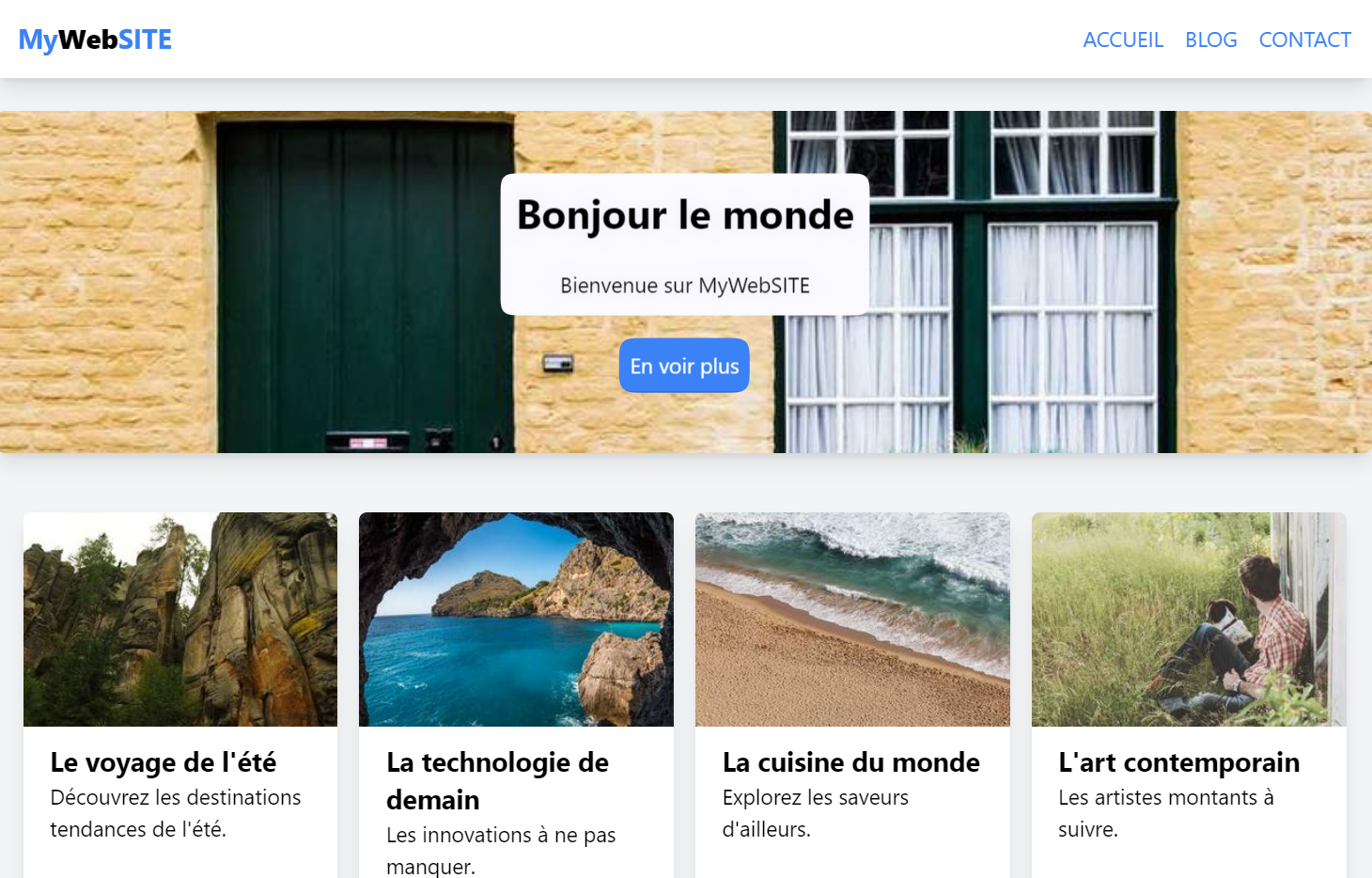 Capture d'écran du site internet généré par ChatGPT Vision