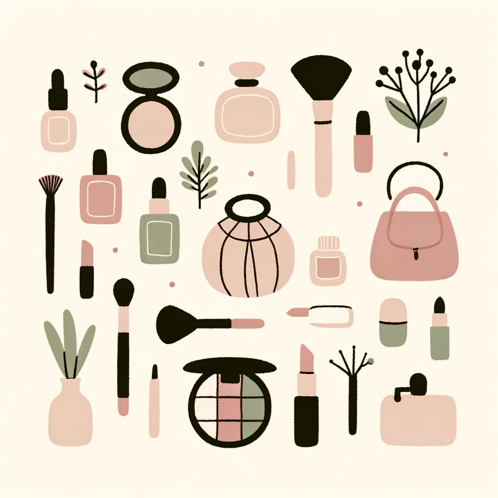 Une illustration de set de maquillage bohémen par dall E 3